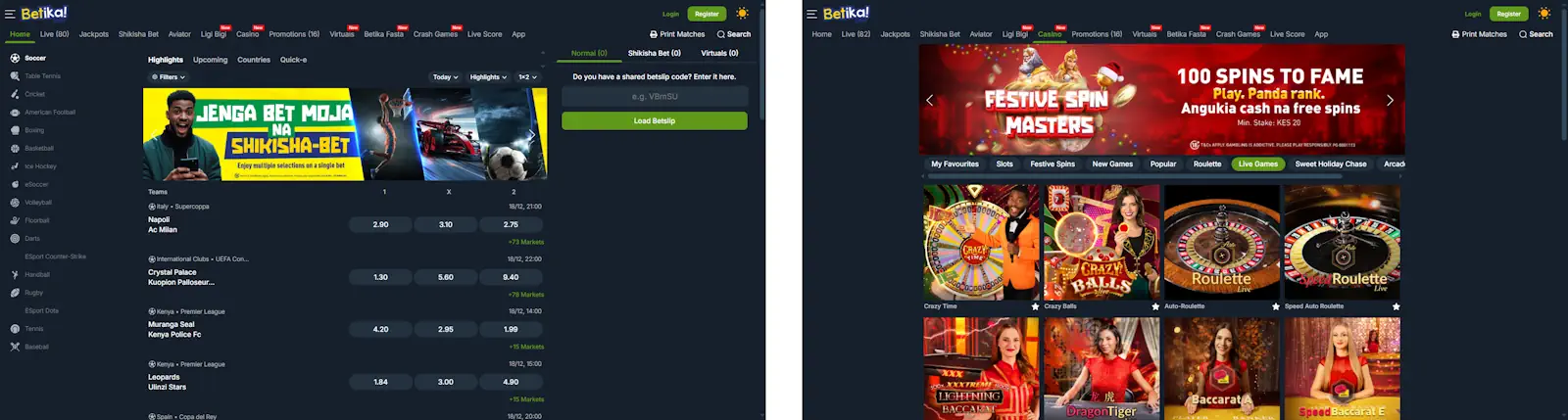 Betika Casino and Sportsbook Screenshot
